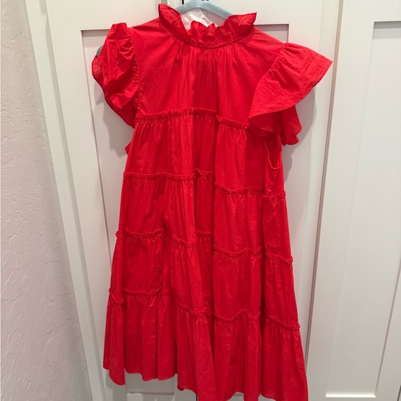 RHODE Red Ruffled Mini Dress - Picture 1 of 2